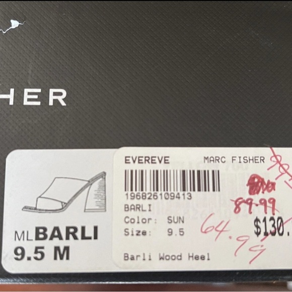 Marc Fisher Barli Wood Heel women's Suede Sandals US 9.5 Sun New In box - Picture 3 of 3